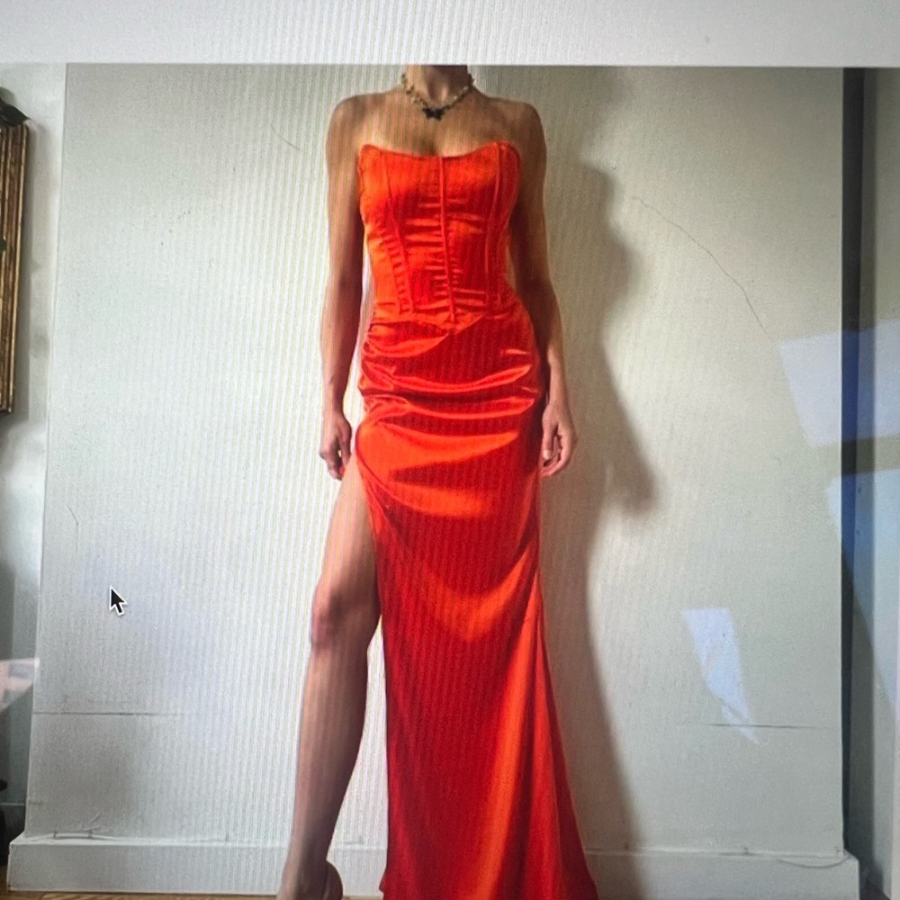 Orange satin dress